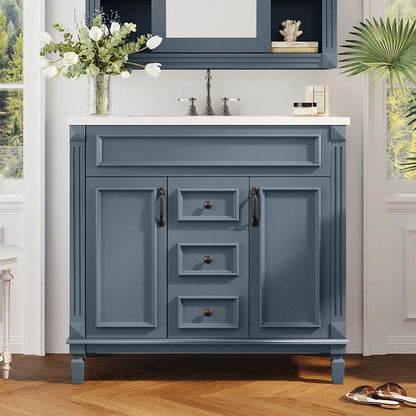 36'' Modern Vanity with Top Sink and Storage Cabinet
