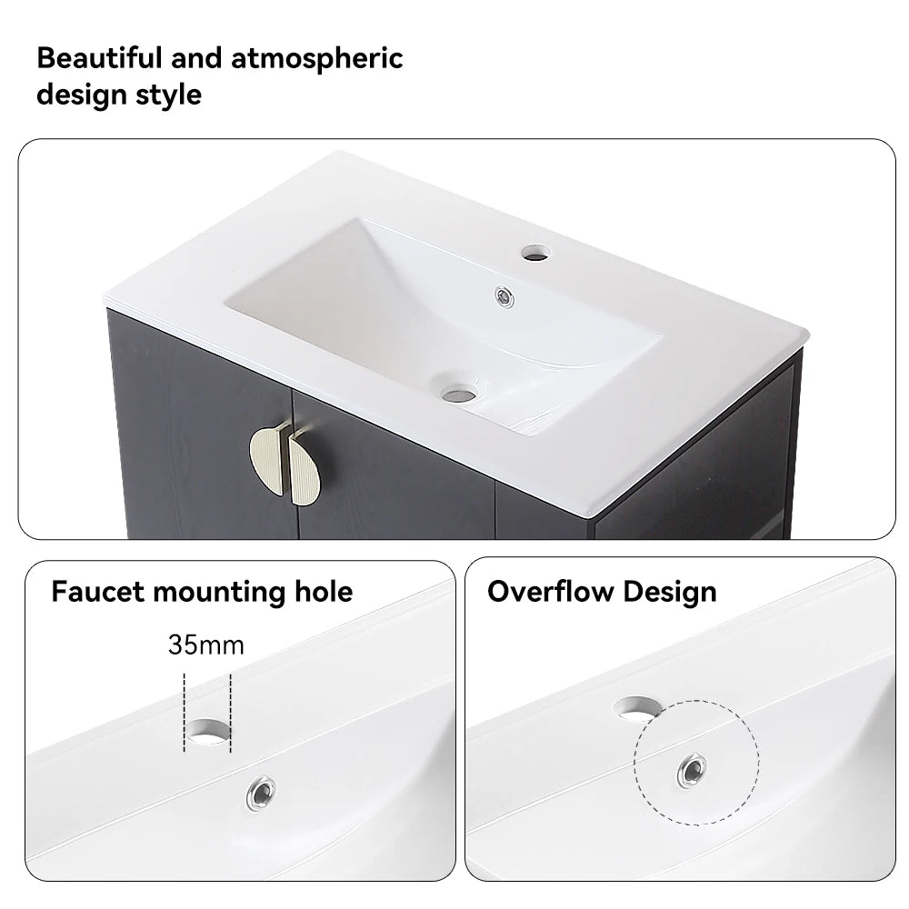 30" Wall Mounted Vanity with 2 Doors Cabinet
