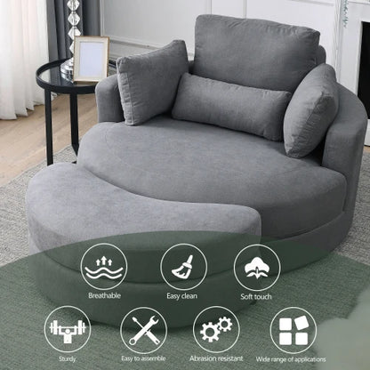 Modern Dark Grey Sofa Lounge Chair with Storage Ottoman