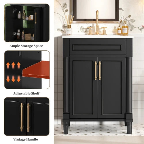 24" Bathroom Vanity with Ceramic Sink