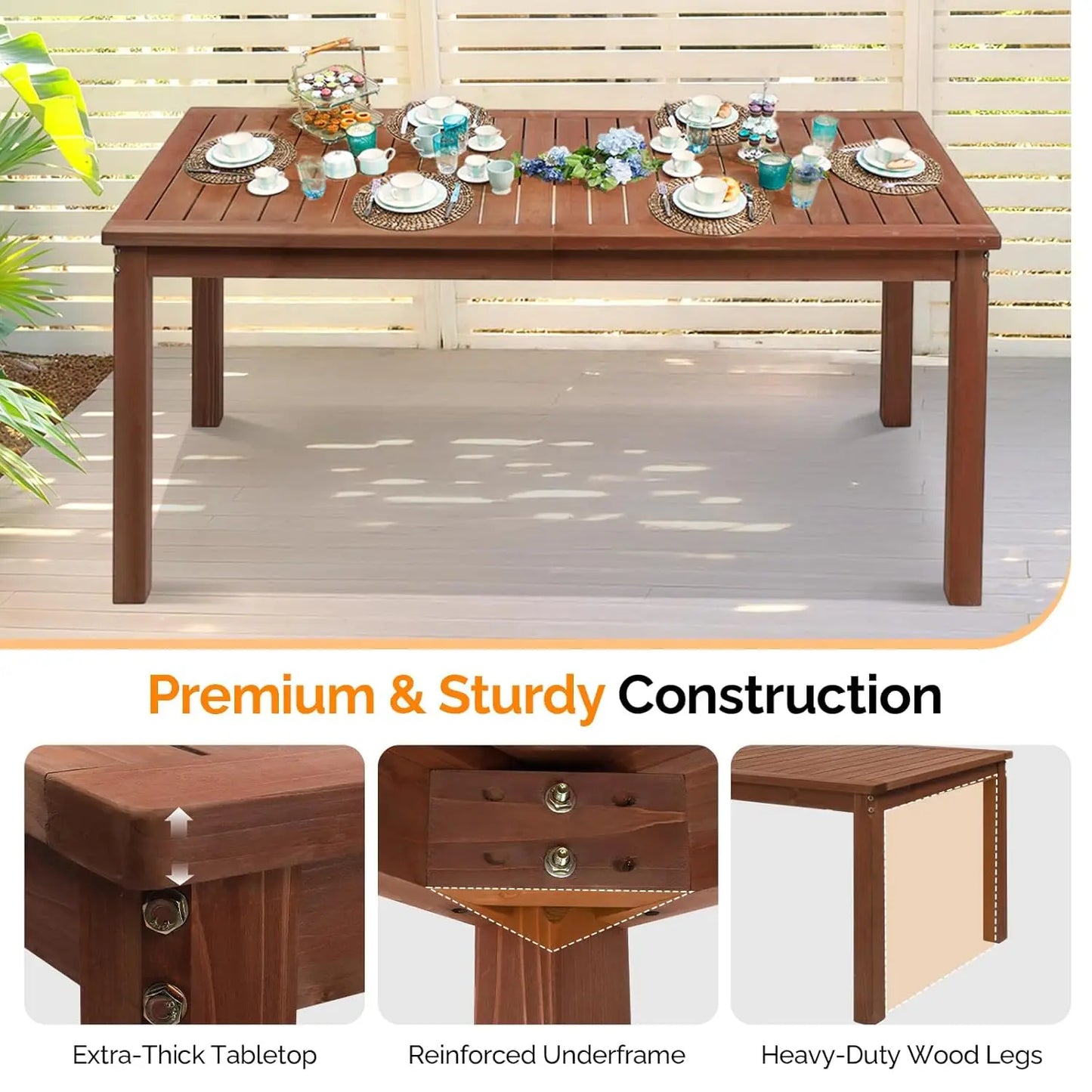 3-Piece Outdoor Wood Dining Set