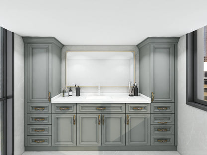 White Solid Wood Bathroom Vanity
