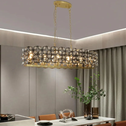 39" Modern Black Gold Crystal Chandelier