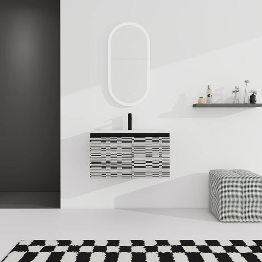 30'' Floating Ceramics Sink w/ Soft-Close Cabinet Door