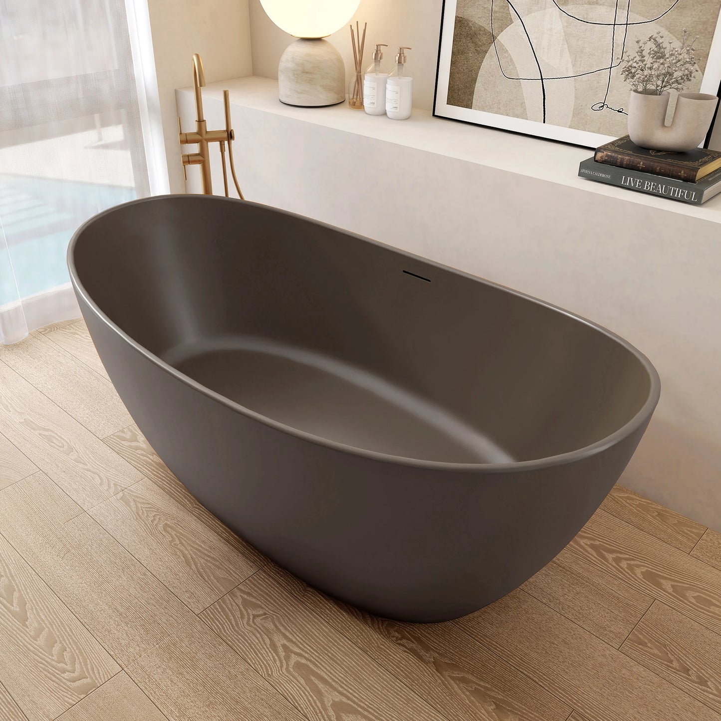 65" Coffee Gray  Free Standing Bathtub