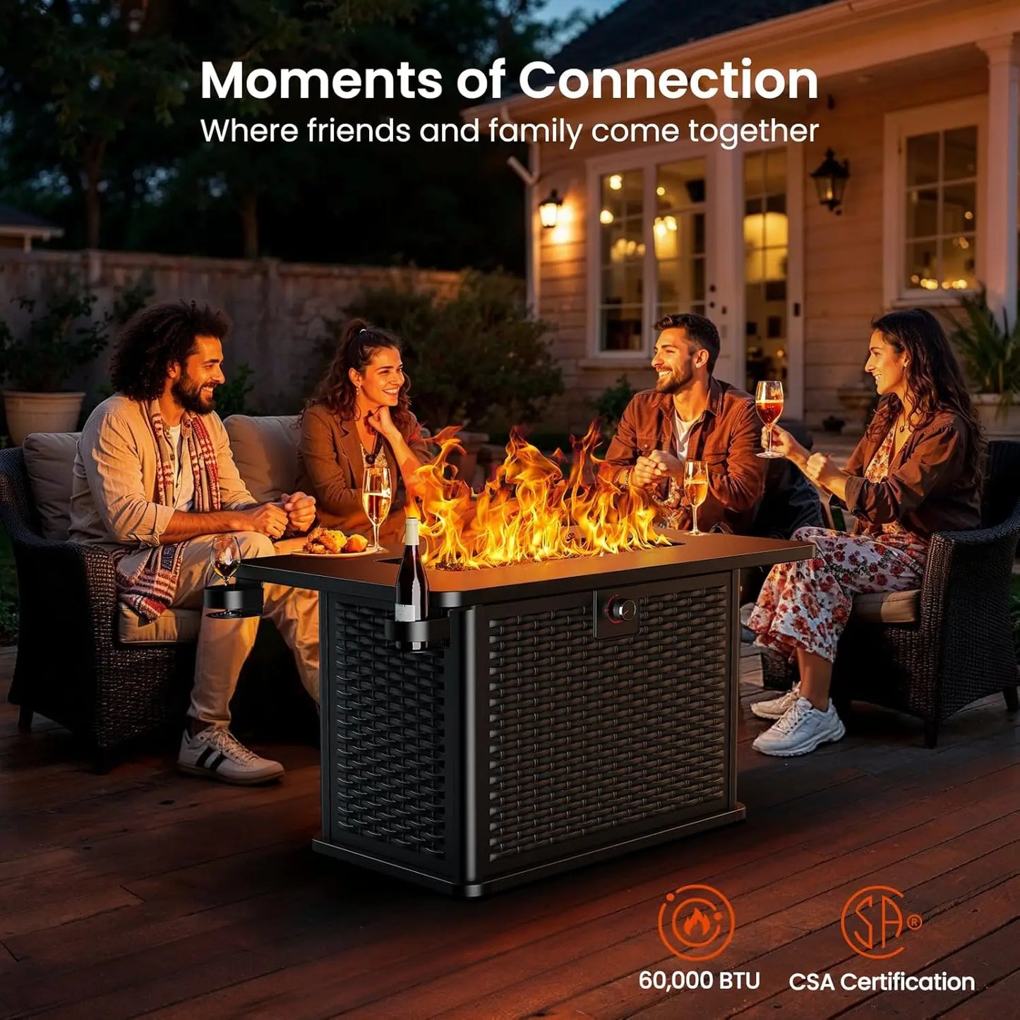 43" Propane Fire Pit Table w/ Waterproof Cover