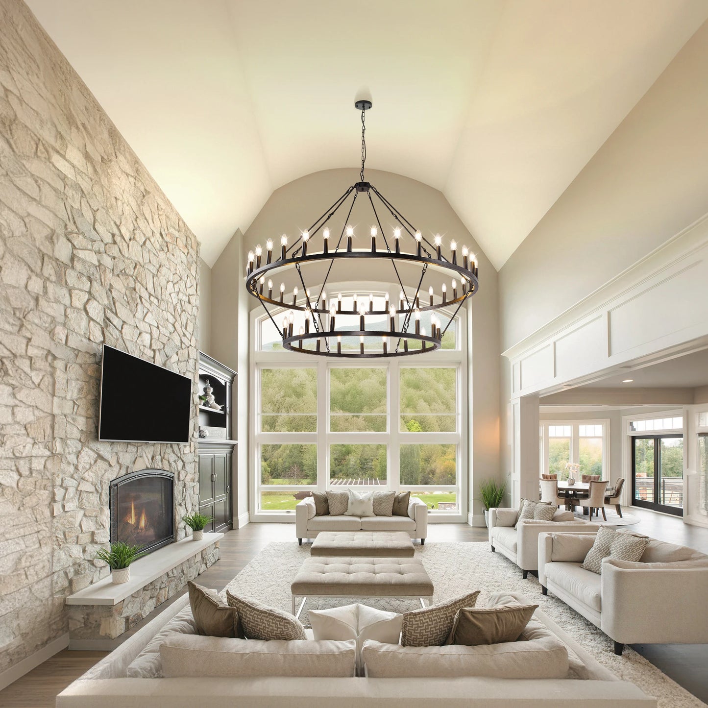 Modern Rustic 2 Tiers Wagon Wheel Chandelier