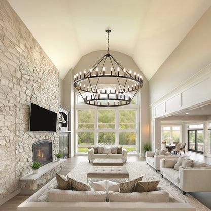 Modern Rustic 2 Tiers Wagon Wheel Chandelier