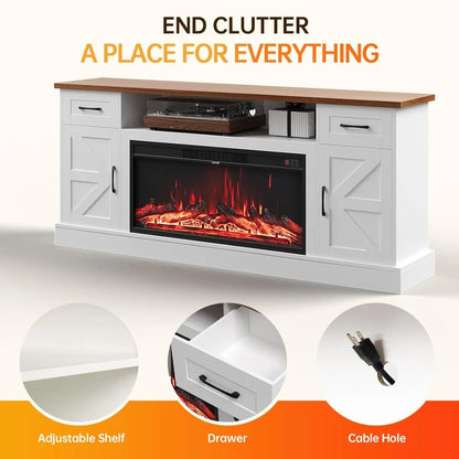 Farmhouse Electric Fireplace TV Entertainment Center