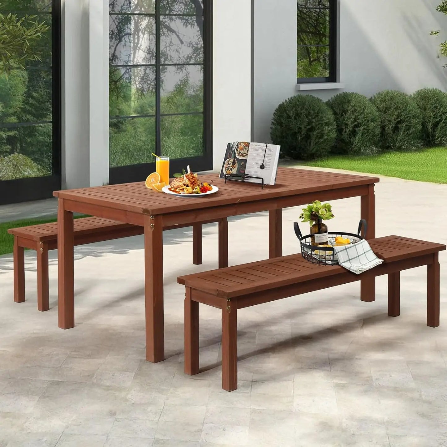 3-Piece Outdoor Wood Dining Set