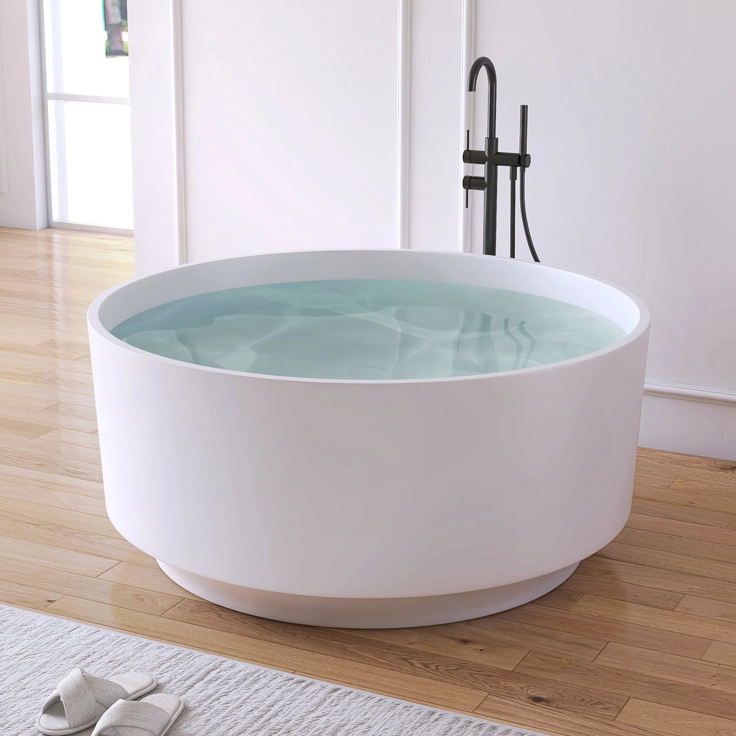 49" Elegant Round Free Standing Soaking Bathtub