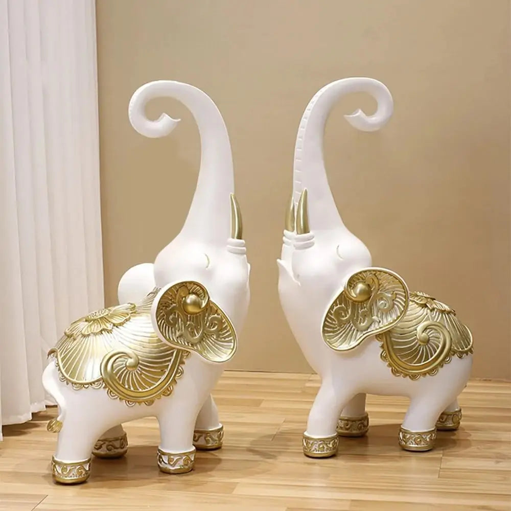 White Elephant Side Table Resin Statue