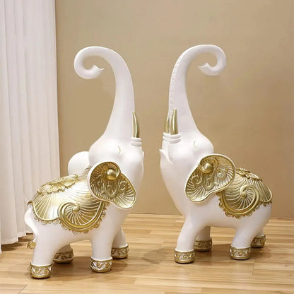 White Elephant Side Table Resin Statue