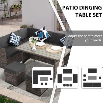 7 Piece Wicker Rattan Patio Furniture Set