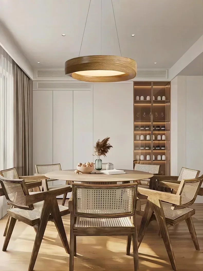 Wabi-sabi Wood Color LED Chandelier Nordic Design Pendant Light