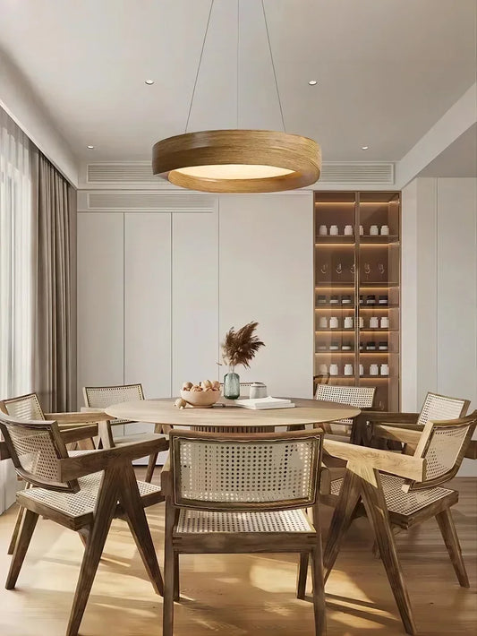 Wabi-sabi Wood Color LED Chandelier Nordic Design Pendant Light