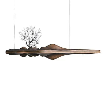 Modern Solid Wood Resin LED Light Pendant
