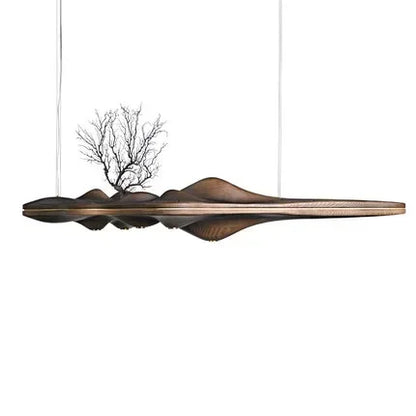 Modern Solid Wood Resin LED Light Pendant