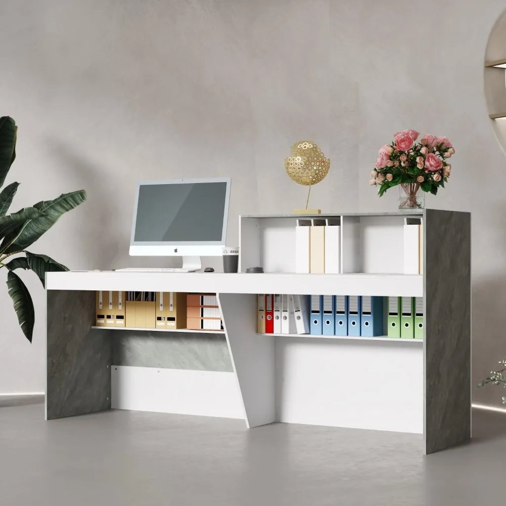 Modern Reception Desk with Shelves