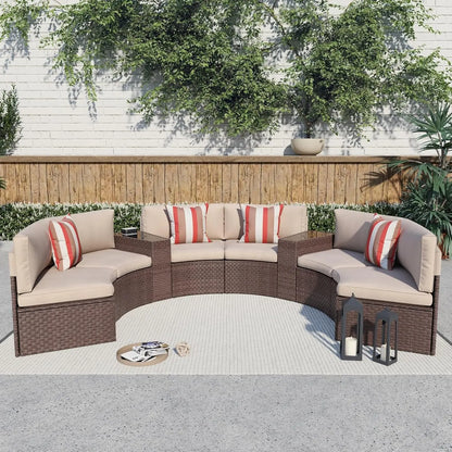 8-Piece Outdoor Half Moon Curved Patio Furniture Sofa Set