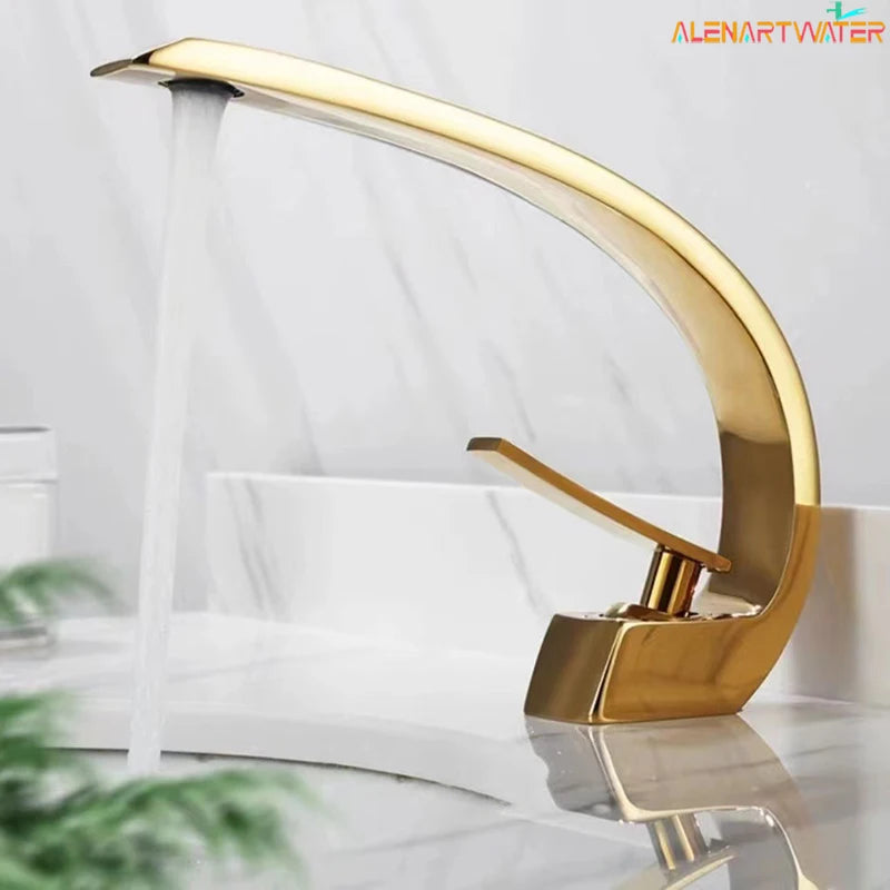 Curved Bathroom Basin Faucet