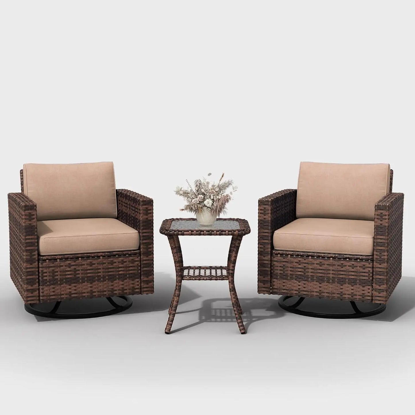 3 Piece Swivel Rocking Patio Furniture Set