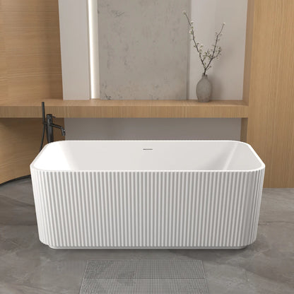 59" Rectangle White Acrylic Freestanding Soaker Tub
