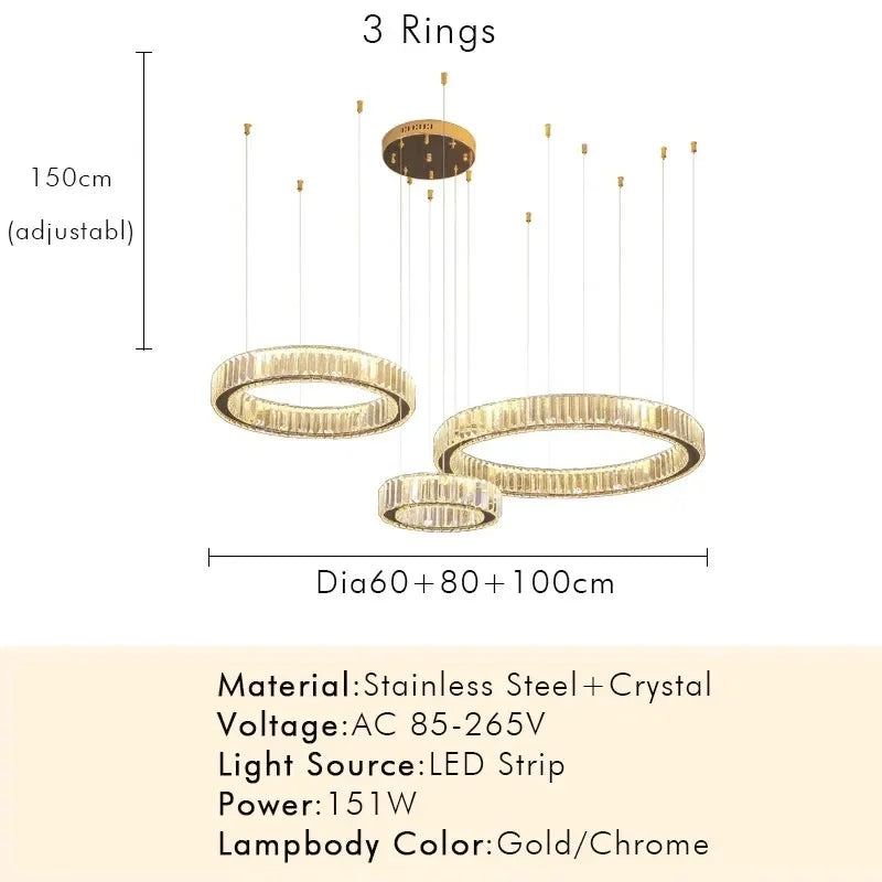 Modern Luxury Crystal Ring Chandelier