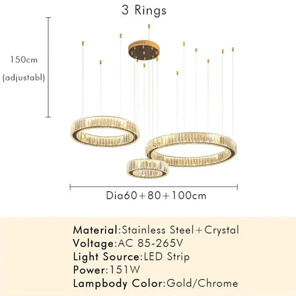 Modern Luxury Crystal Ring Chandelier
