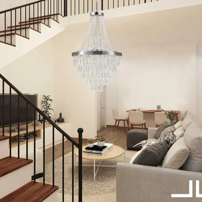 20" Modern Chrome Crystal Chandelier