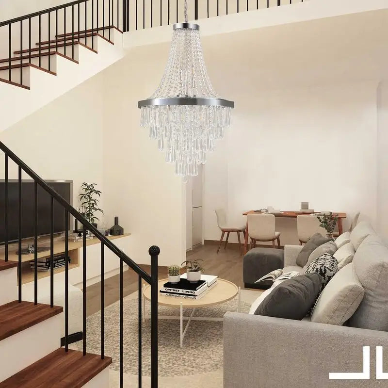 20" Modern Chrome Crystal Chandelier