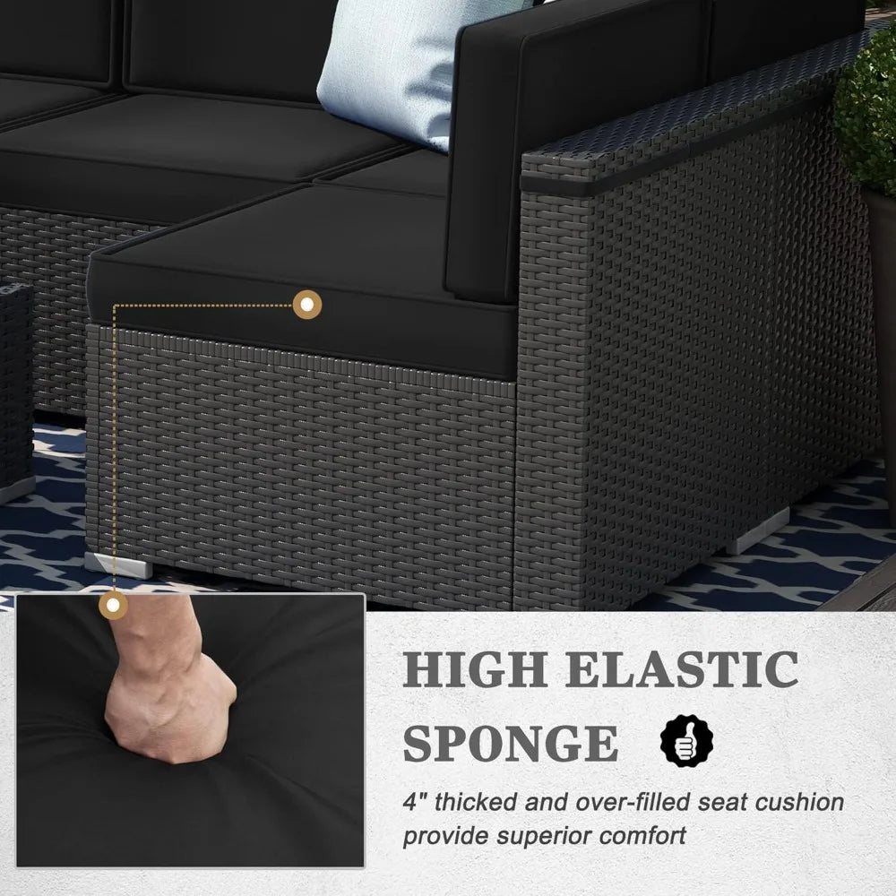 8 Pieces Patio Furniture Set w/ Propane Gas Fire Pit Table