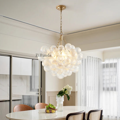20" Gold Pendant Light Chandelier w/ Threaded Clear Globe Glass