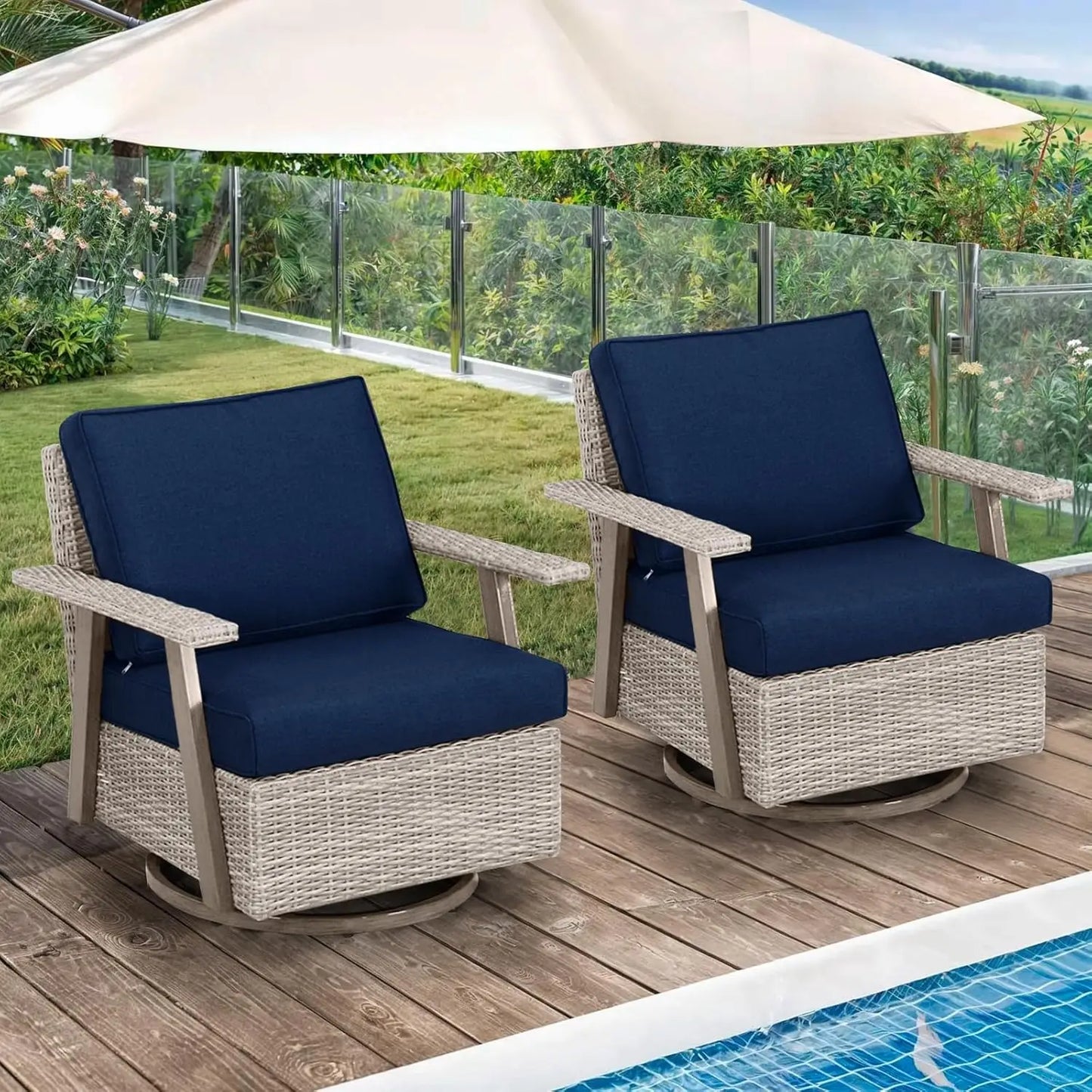 Oversized Swivel Rocking Patio Chairs Set