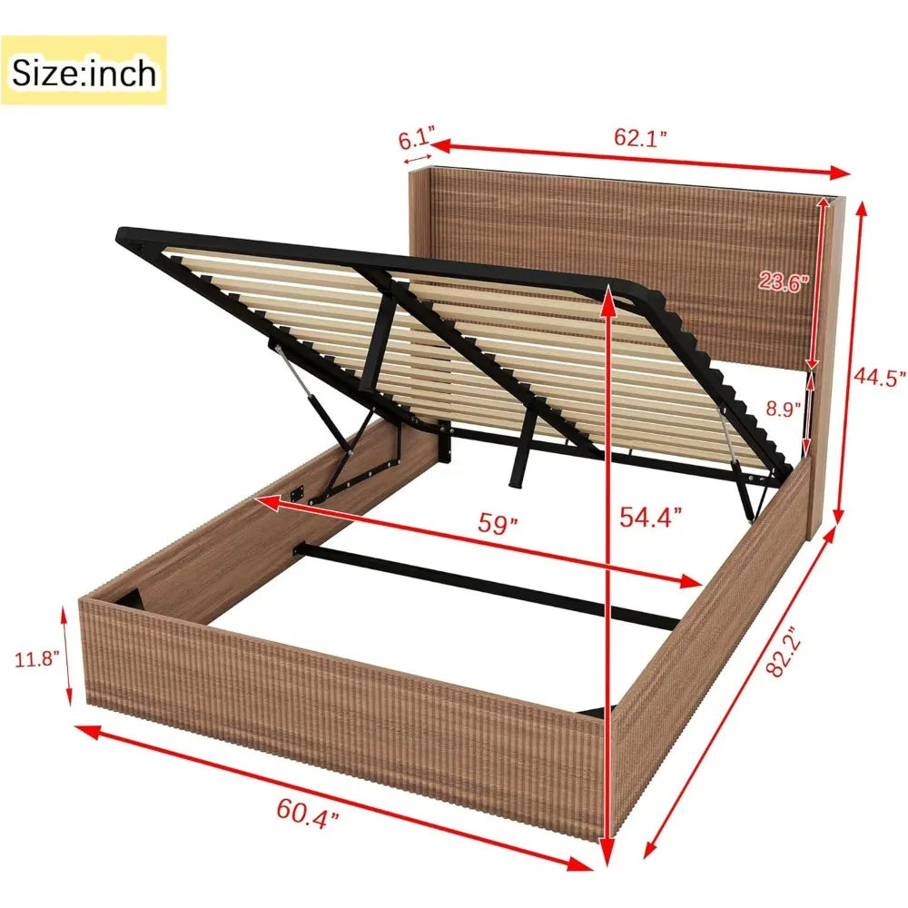 Wood Lift Up Storage  Queen Size Bed