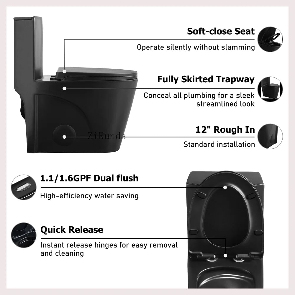 Matte Black Dual-Flush Toilet