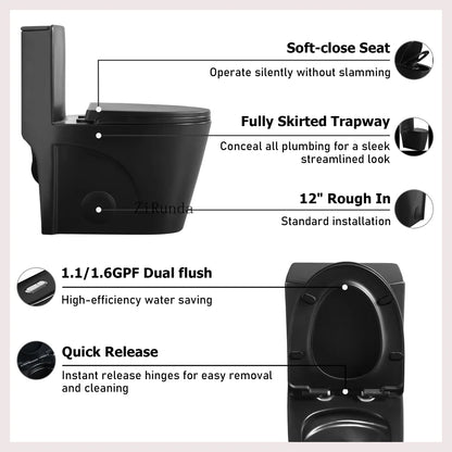 Matte Black Dual-Flush Toilet