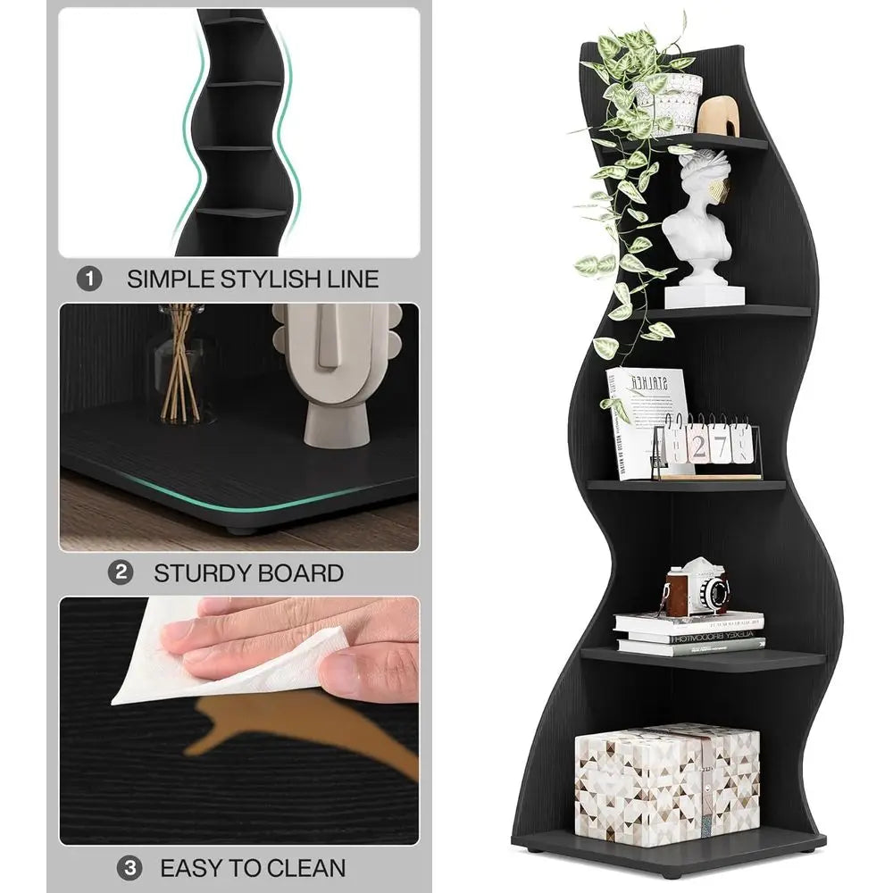 5-Shelf Modern Compact Bookshelf