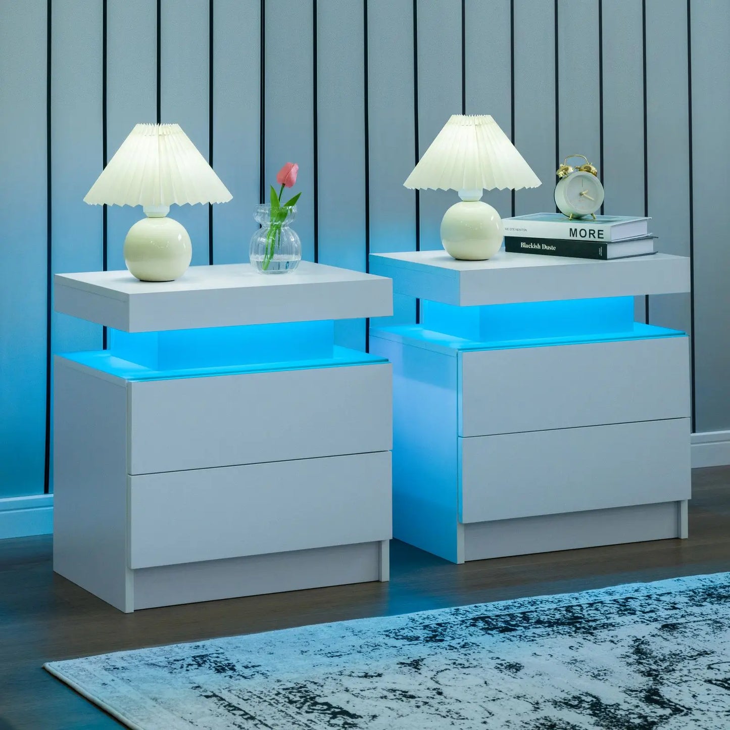 2 Gray LED Cubehom Nightstand