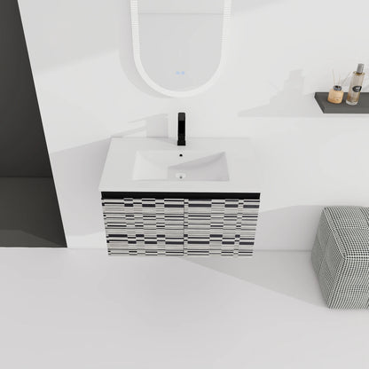 30'' Floating Ceramics Sink w/ Soft-Close Cabinet Door