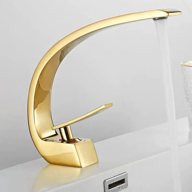 Curved Bathroom Basin Faucet