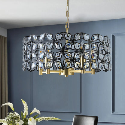39" Modern Black Gold Crystal Chandelier