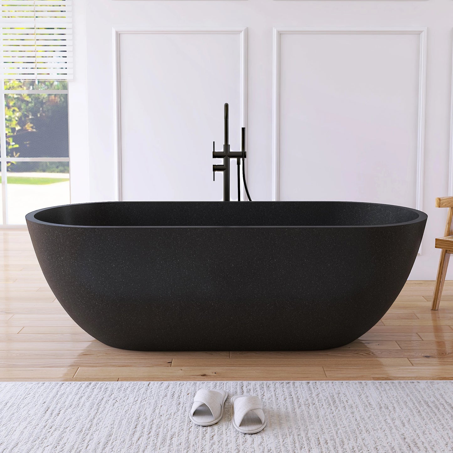 69" Luxury Terrazzo Concrete Freestanding & Shower Bathtub