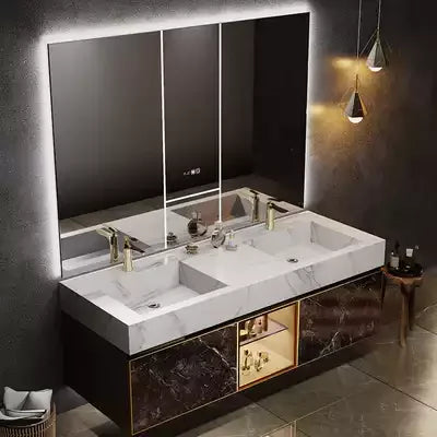 Luxury Wood Storage with Carrara Marble Top