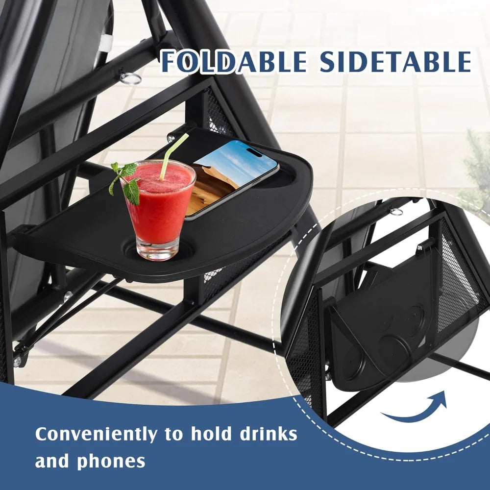 Outdoor 2 in 1 Porch Bed Swing with Canopy and Cup Stand