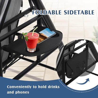 Outdoor 2 in 1 Porch Bed Swing with Canopy and Cup Stand