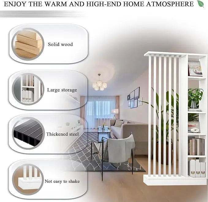 Freestanding Room Divider with Shelves