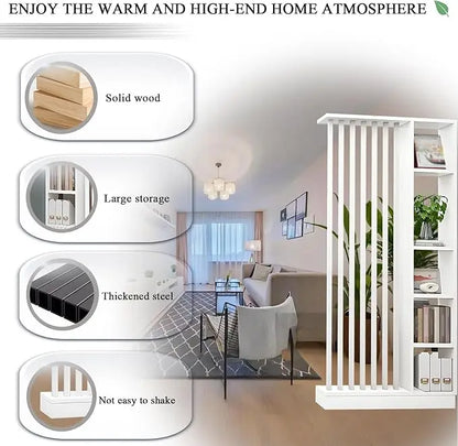 Freestanding Room Divider with Shelves