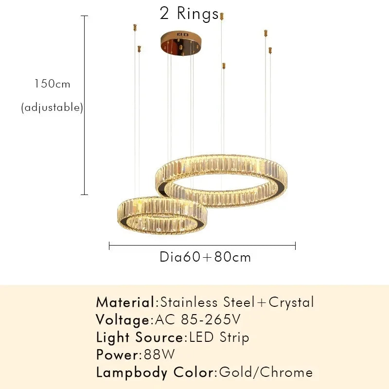 Modern Luxury Crystal Ring Chandelier
