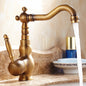 Antique Brass Rotating Spout Bathroom Faucet